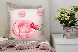 3D Подушка «Объемные розы с жемчугом»  вид 3