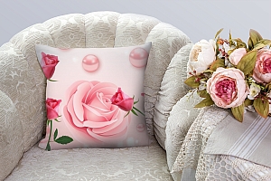 3D Подушка «Объемные розы с жемчугом»  вид 2