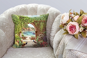 3D Подушка «Павлины в саду» вид 3