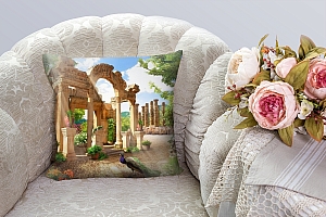3D Подушка «Развалины в саду» вид 3