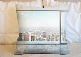 3D Подушка «Вид из окна на солнечный день в городе» вид 5