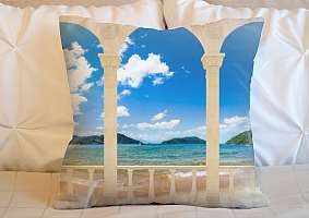 3D Подушка «Терраса с арками на берегу моря» вид 5