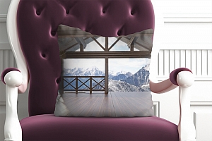 3D Подушка «Вид с террасы альпийского шале» вид 4