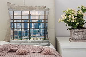 3D Подушка «Окна с панорамным видом на город» вид 2