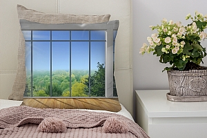 3D Подушка «Окно с видом на зеленый лес» вид 7