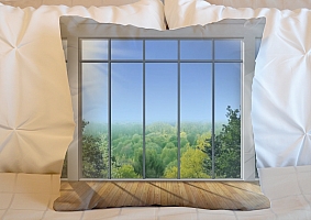 3D Подушка «Окно с видом на зеленый лес» вид 5