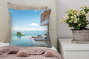3D Подушка «Терраса с бассейном в современном доме» вид 2