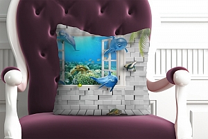 3D Подушка «Окно в подводный мир» вид 3
