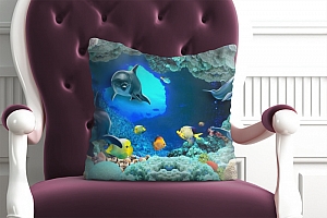 3D Подушка «Пещера под водой» вид 3
