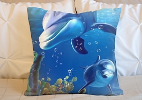 3D Подушка «Дельфины в океане» вид 2