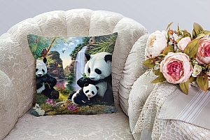 3D Подушка «Семейство панд» вид 2