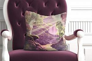 3D Подушка «Розовая долина с единорогами» вид 3