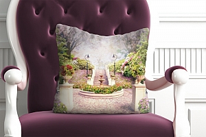 3D Подушка «Фонтан в цветущем парке» вид 3