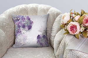 3D Подушка «Ювелирные фиолетовые цветы» вид 2