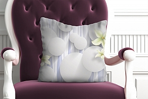 3D Подушка «Нежно-салатовые цветы на объемном фоне» вид 6