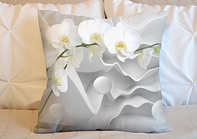 3D Подушка «Белая орхидея на объемном фоне» вид 5