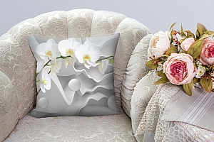 3D Подушка «Белая орхидея на объемном фоне» вид 3
