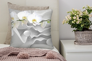 3D Подушка «Белая орхидея на объемном фоне» вид 2