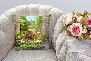 3D Подушка «Прудик в королевском саду» вид 3