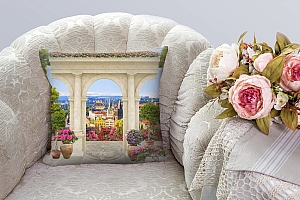 3D Подушка «Терраса с видом на европейский город» вид 2