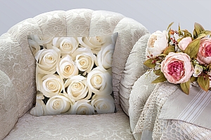 3D Подушка «Нежные белые розы» вид 3