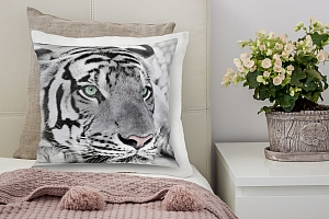 3D Подушка «Тигр черно-белые»  вид 3