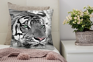 3D Подушка «Тигр черно-белые»  вид 5