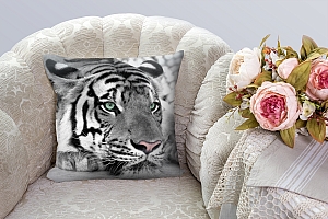 3D Подушка «Тигр черно-белые»  вид 4