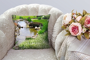 3D Подушка «Ручей в саду»  вид 2