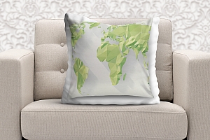3D Подушка «Зеленые континенты из полигонов» вид 6