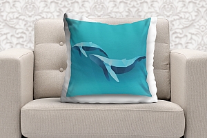 3D Подушка «Полигональные киты» вид 6