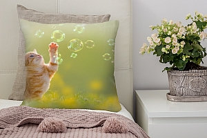 3D Подушка «Рыжий кот с мыльными пузырями» вид 8