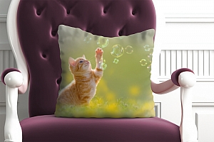 3D Подушка «Рыжий кот с мыльными пузырями» вид 6