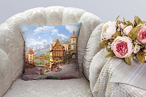 3D Подушка «Цветущий городок» вид 3