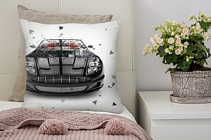 3D Подушка «Роскошный черный автомобиль с полигонами» вид 5