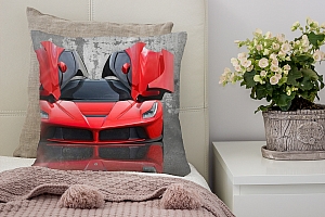 3D Подушка «Красное авто на бетонном фоне» вид 5