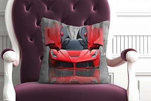 3D Подушка «Красное авто на бетонном фоне» вид 3