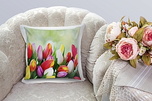 3D Подушка «Разноцветные тюльпаны» вид 4
