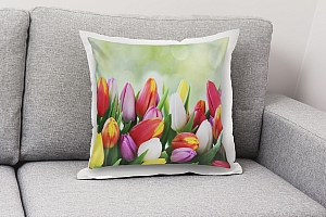 3D Подушка «Разноцветные тюльпаны» вид 3