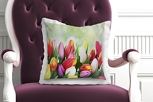 3D Подушка «Разноцветные тюльпаны» вид 2