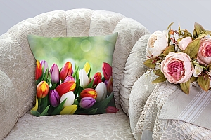 3D Подушка «Разноцветные тюльпаны» вид 6