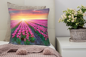 3D Подушка «Поле тюльпанов на закате» вид 7