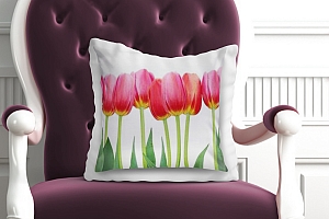 3D Подушка «Ряд тюльпанов» вид 2