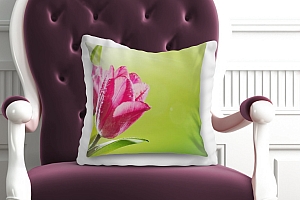 3D Подушка «Тюльпаны на зеленом фоне» вид 2