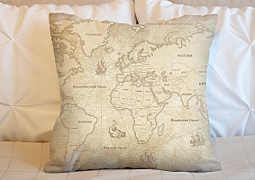 3D Подушка «Карта мира в винтажном стиле» вид 2