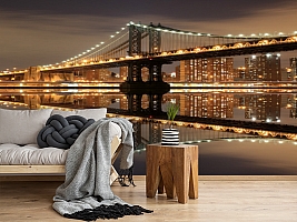3D Фотообои  «Бруклинский мост: отражение в реке Гудзон» 