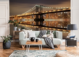 3D Фотообои  «Бруклинский мост: отражение в реке Гудзон» 