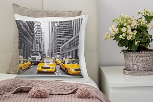 3D Подушка «Такси в Нью-Йорке» вид 3