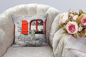 3D Подушка «Фасад с красными ставнями» вид 4