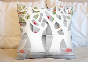3D Подушка «Абстрактные белые деревья над водой» вид 5